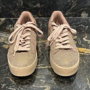 Elegant Pink Rhinestone Sneakers